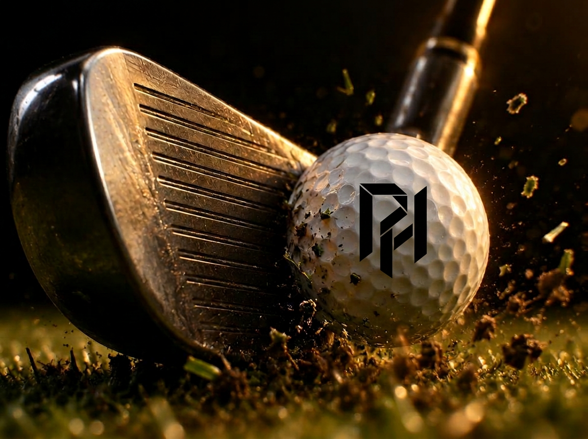 High-speed close-up of a club face striking a golf ball