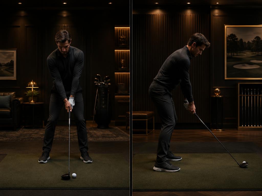 Face-on and down-the-line camera views of a golf swing